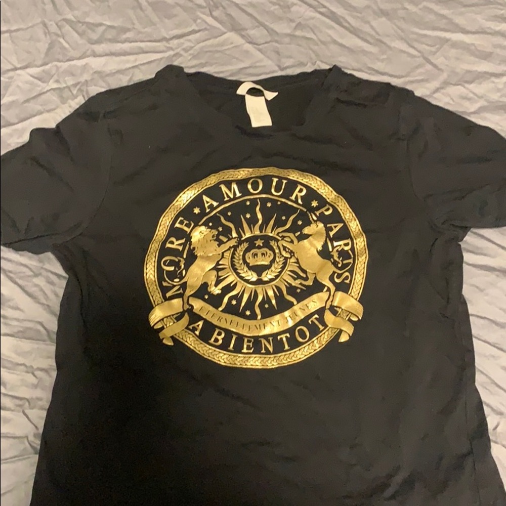 H&M more amour Paris black t-shirt with gold print
